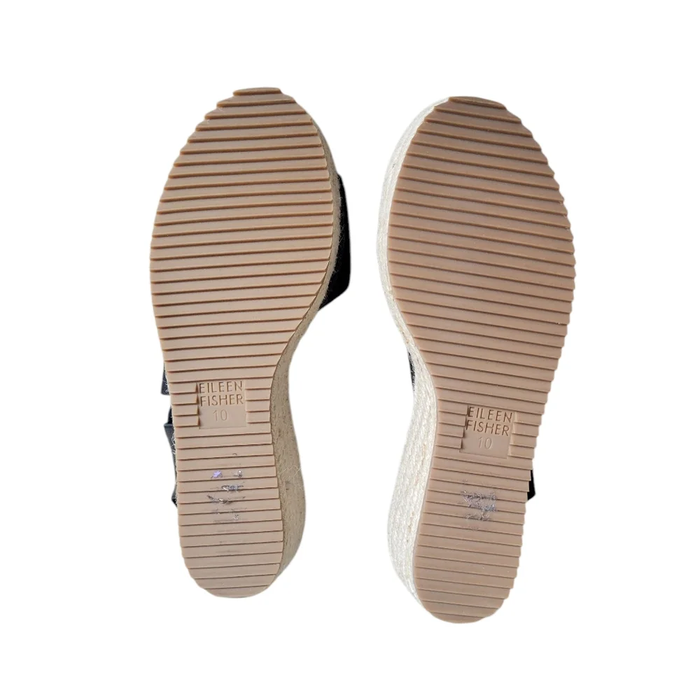 Eileen‎ Fisher Willow Tumbled Leather Wedge Espadrille Black